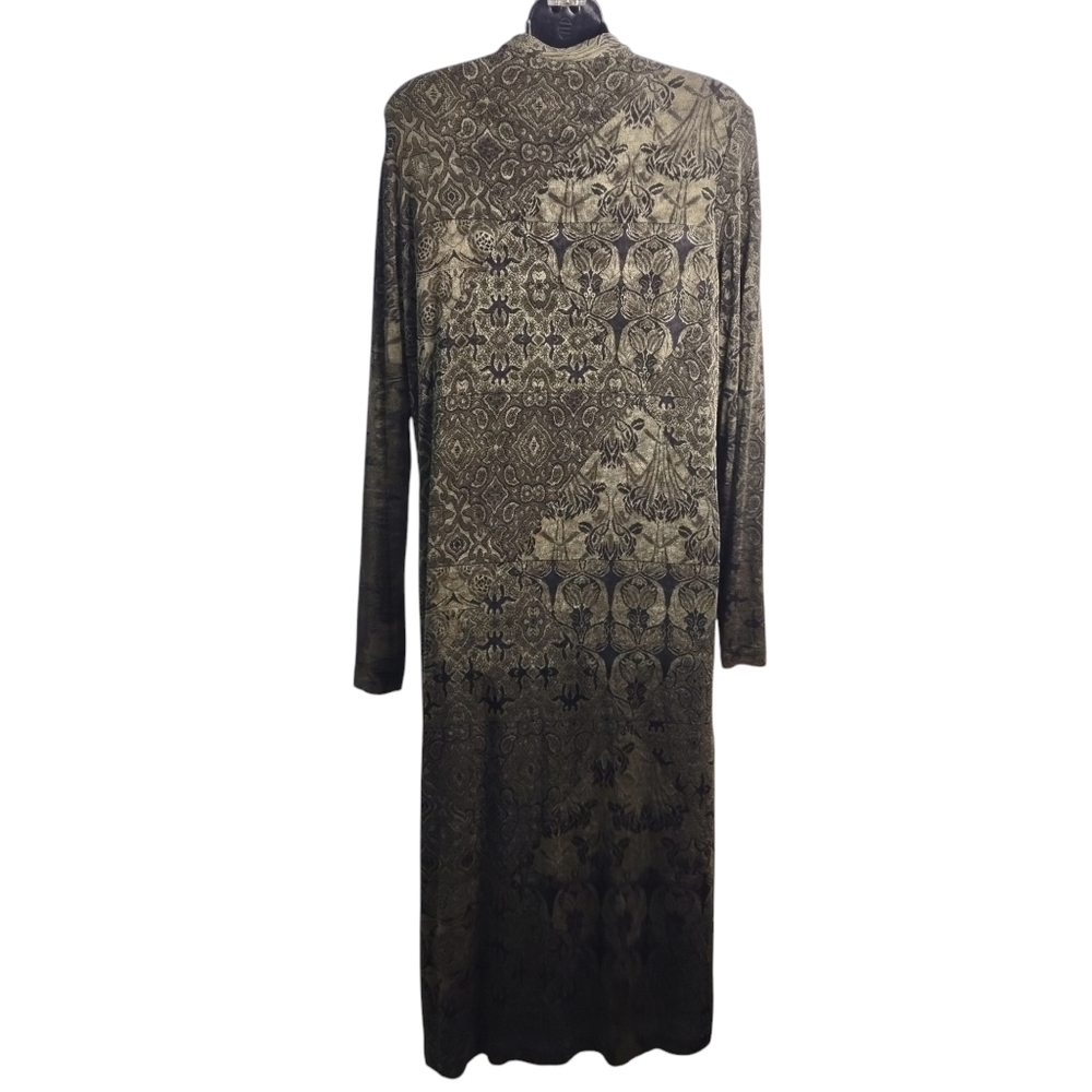 Vintage Laura Ashley Women's Green Black Abstract Print Button Dress Size M - Picture 2 of 10